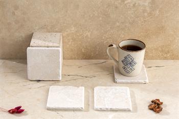 Baskısız Boyanabilir Traverten Doğal Taş 4lü Bardak AltlığıBaskısız Boyanabilir Traverten Doğal Taş 4lü Bardak Altlığı