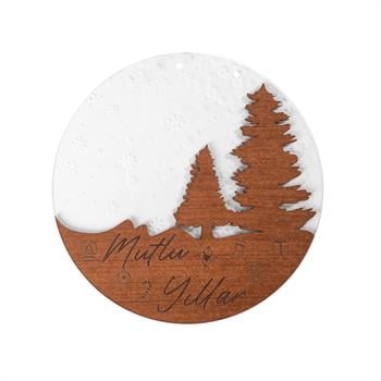 Yılbaşı Temalı Ahşap Detaylı Kapı ve Duvar Süsü