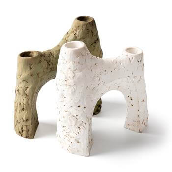 2’li Eski Çağ Taş Görünümlü Şamdan Seti