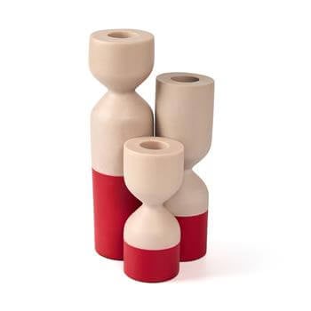 Kırmızı Mermerit 3lü Şamdan