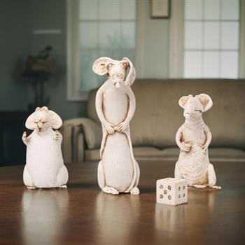 Fareler ve Şans Ahşap Kutulu Dekoratif Biblo