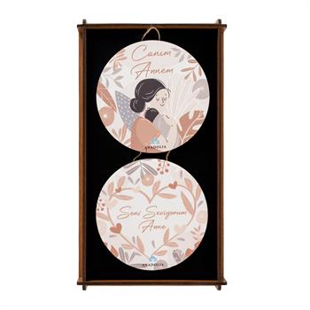 Anneler Gününe Özel Canım Annem Ahşap Kutulu 2li Duvar Panosu