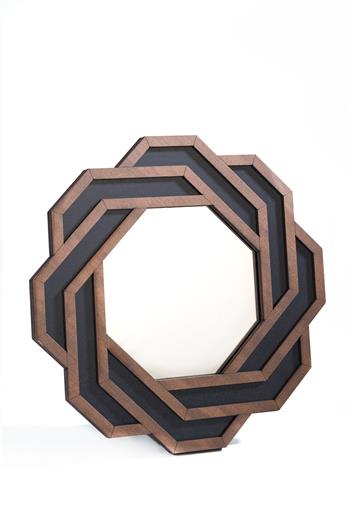Altıgen Ceviz Dekoratif Ayna