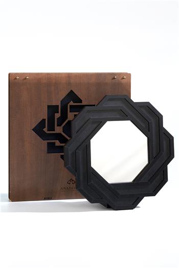 Altıgen Siyah Dekoratif Ayna