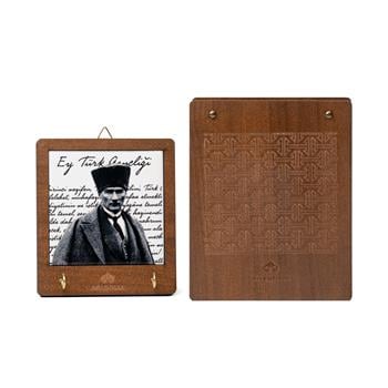 Atatürk Gençliğe Hitabe Ahşap Kutulu Seramik Dekoratif Askılık