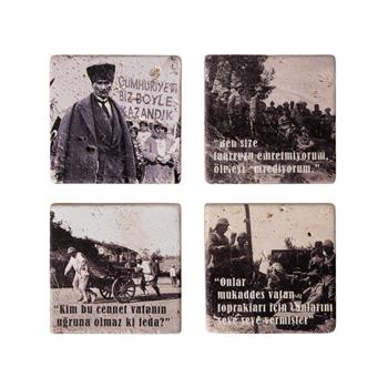 Atatürk Sözleri 4lü Doğaltaş Magnet Seti 2