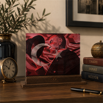 Atatürk ve Ay Yıldız 3 Boyutlu Dekoratif Cam Obje