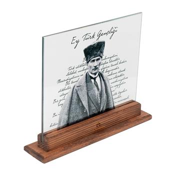 Atatürk ve Gençliğe Hitabe Dekoratif Cam ObjeAtatürk ve Gençliğe Hitabe Dekoratif Cam Obje