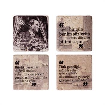 Atatürkün Sözleri 4lü Doğaltaş Magnet Seti