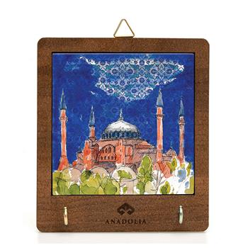 Ayasofya Camii Ahşap Kutulu Seramik Dekoratif Askılık