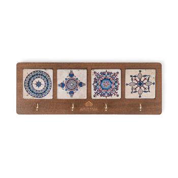 Ayasofya Camii Serisi Ahşap Kutulu Çini 4lü Traverten Dekoratif Askılık