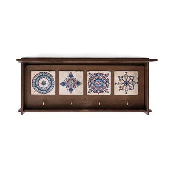 Ayasofya Camii Serisi Ahşap Kutulu Çini 4lü Traverten Dekoratif Askılık