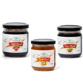 Reçel Seti - Vişne Reçeli, Portakal Reçeli, Çilek Reçeli 3lü Set
