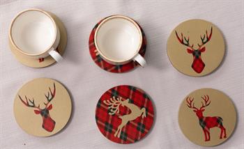 Geyik Desenli 6lı Bardak Altlığı