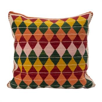 El Dokuması Kök Boya Mozaik Desen Yün Kilim Kırlent