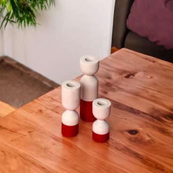 Kırmızı Mermerit 3lü Şamdan