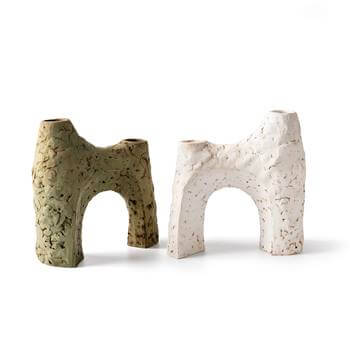 2’li Eski Çağ Taş Görünümlü Şamdan Seti