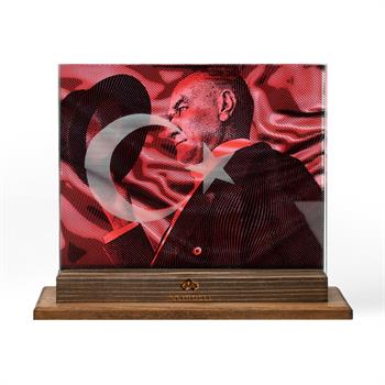 Atatürk ve Ay Yıldız 3 Boyutlu Dekoratif Cam Obje