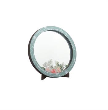 Çiçek Desenli Yuvarlak Masa Üstü Ayna