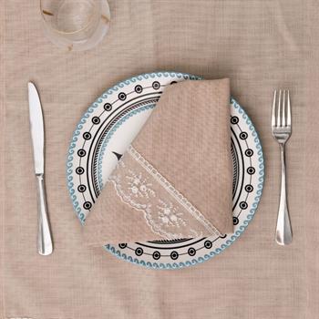 Mimoza Fransız Dantelli Kumaş Peçete 6lı Set