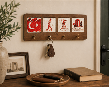 Çanakkale Serisi 4lü Traverten Dekoratif Askılık