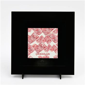 Çatalhöyük Motif  Siyah Çerçeveli Seramik Tablo Pano
