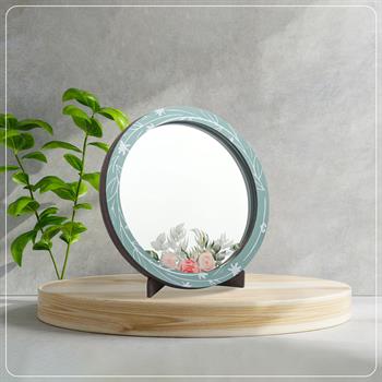 Çiçek Desenli Yuvarlak Masa Üstü Ayna