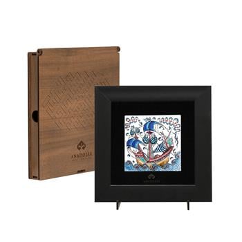 Çini Serisi Kalyon 2 Siyah Çerçeveli Seramik Tablo Pano