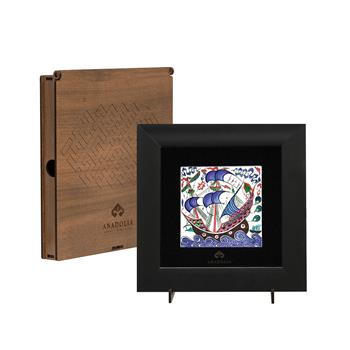 Çini Serisi Kalyon 4 Siyah Çerçeveli Seramik Tablo Pano