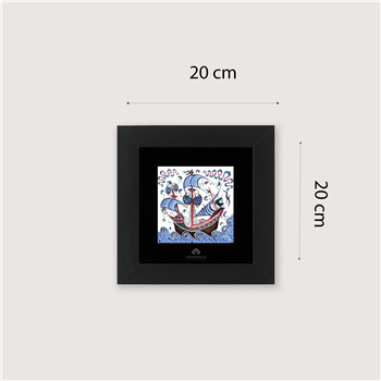 Çini Serisi Kalyon 6 Siyah Çerçeveli Seramik Tablo Pano