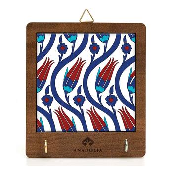 Çini Serisi Ahşap Kutulu Lale Seramik Dekoratif Askılık