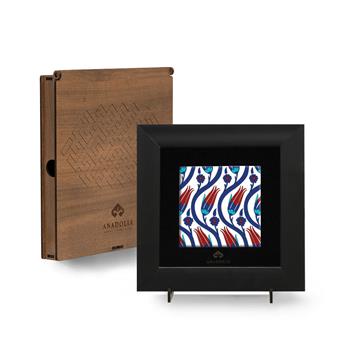 Çini Serisi Lale Siyah Çerçeveli Seramik Tablo Pano