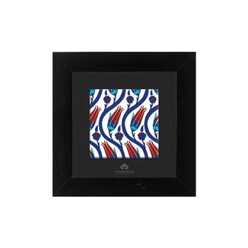 Çini Serisi Lale Siyah Çerçeveli Seramik Tablo Pano