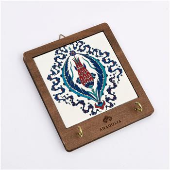 Çini Serisi Ahşap Kutulu Lale ve Nar Seramik Dekoratif Askılık