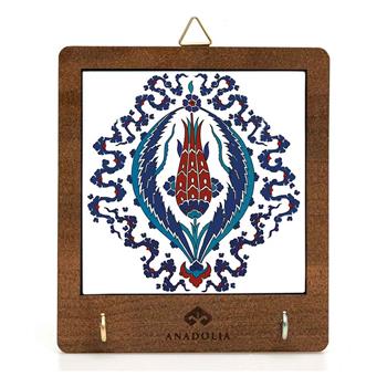 Çini Serisi Ahşap Kutulu Lale ve Nar Seramik Dekoratif Askılık