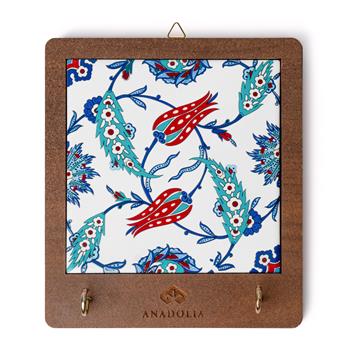 Çini Serisi Ahşap Kutulu Lale ve Sümbül Seramik Dekoratif Askılık