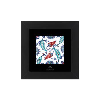Çini Serisi Lale ve Sümbül Siyah Çerçeveli Seramik Tablo Pano