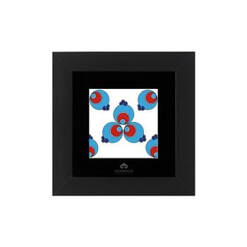 Çintemani Beyaz Zemin Siyah Çerçeveli Seramik Tablo Pano