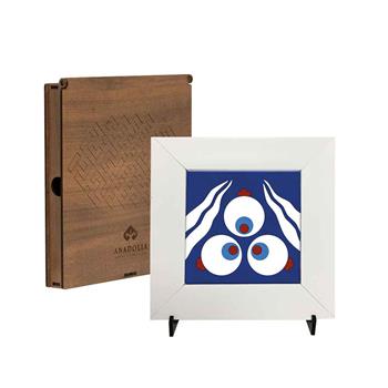 Çintemani Lacivert Zemin Beyaz Çerçeveli Seramik Tablo Pano