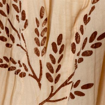 Pamuklu Müslin Kumaş Ahşap Baskılı Başak Desenli Bornoz