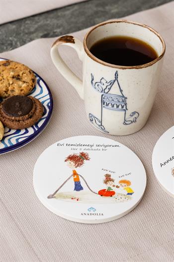 Anneler Gününe Özel Ahşap Kutulu 6lı Bardak Altlığı