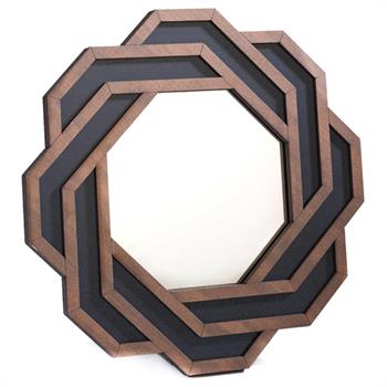Altıgen Ceviz Dekoratif Ayna