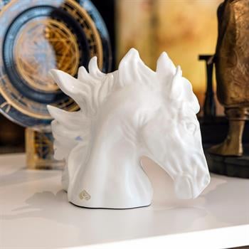 Dekoratif At Başı Biblo- Beyaz