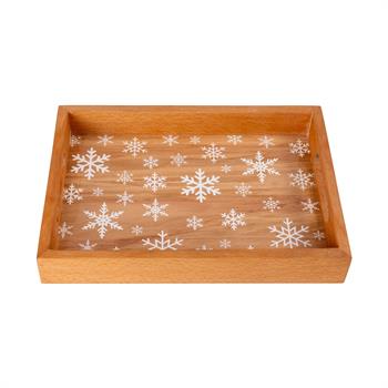 Kar Tanesi Desenli Ahşap Servis ve Sunum Tepsisi