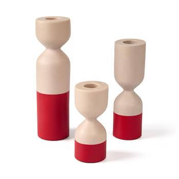 Kırmızı Mermerit 3lü Şamdan