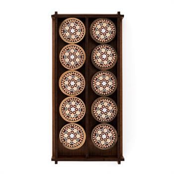 4 Numaralı Dama Desenli Tavla Pulu ve 2li Zar Takımı