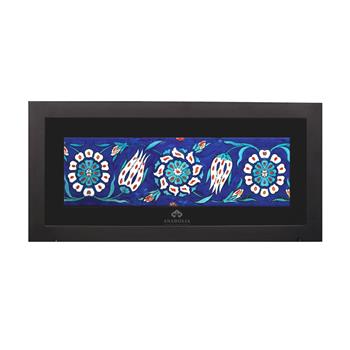 Eğik Lale Çini Motif Siyah Çerçeveli Seramik Tablo Pano