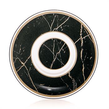 Siyah Mermer Esintili Cam 12 Parça Çay Takımı Seti