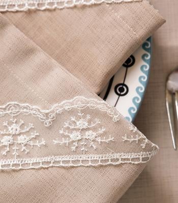 Mimoza Fransız Dantelli Kumaş Peçete 6lı Set