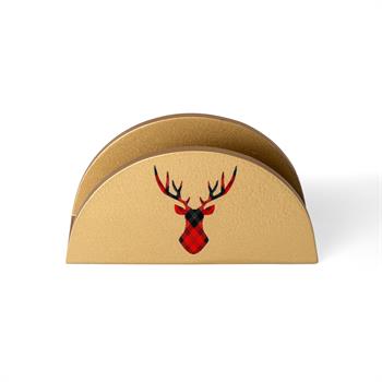 Geyik Desenli Ahşap Peçetelik